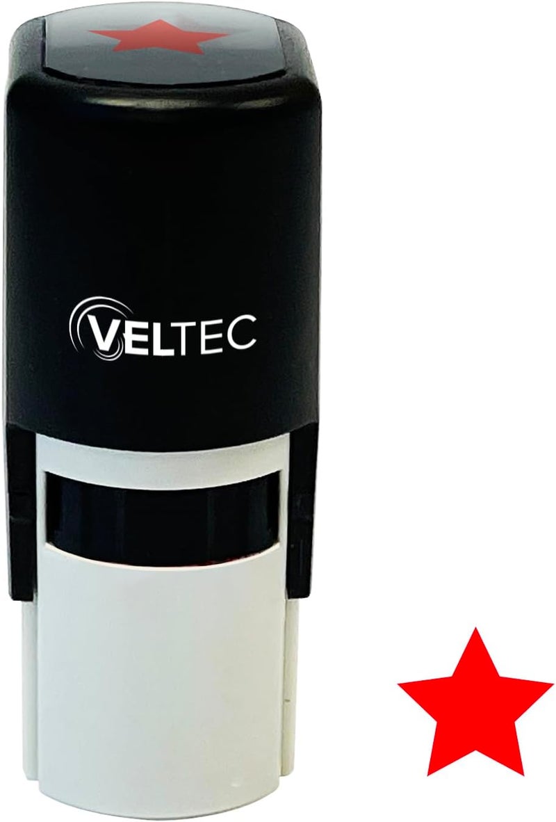 Veltec Self-Inking Stamp, Round Teacher Stamp for Classroom (Solid Star) - Image 1
